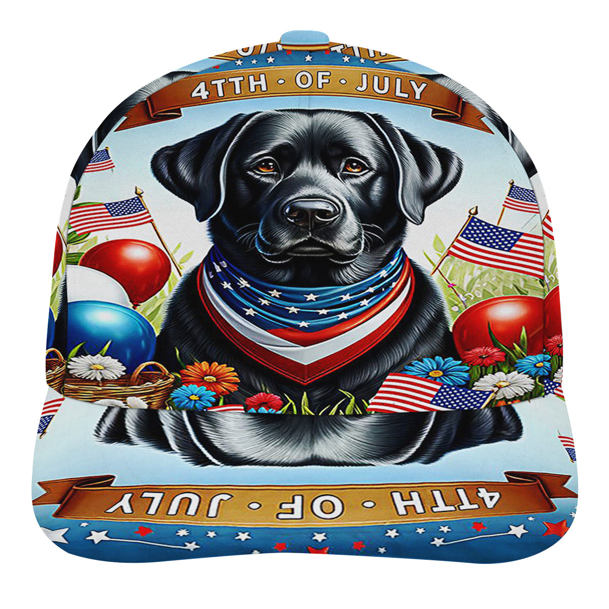 Black Labrador Retriever Dog 4th Of July Baseball Cap Hat