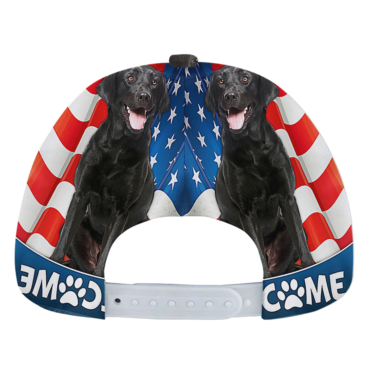 Black Labrador Dog 4th Of July American flag Baseball Cap Hat