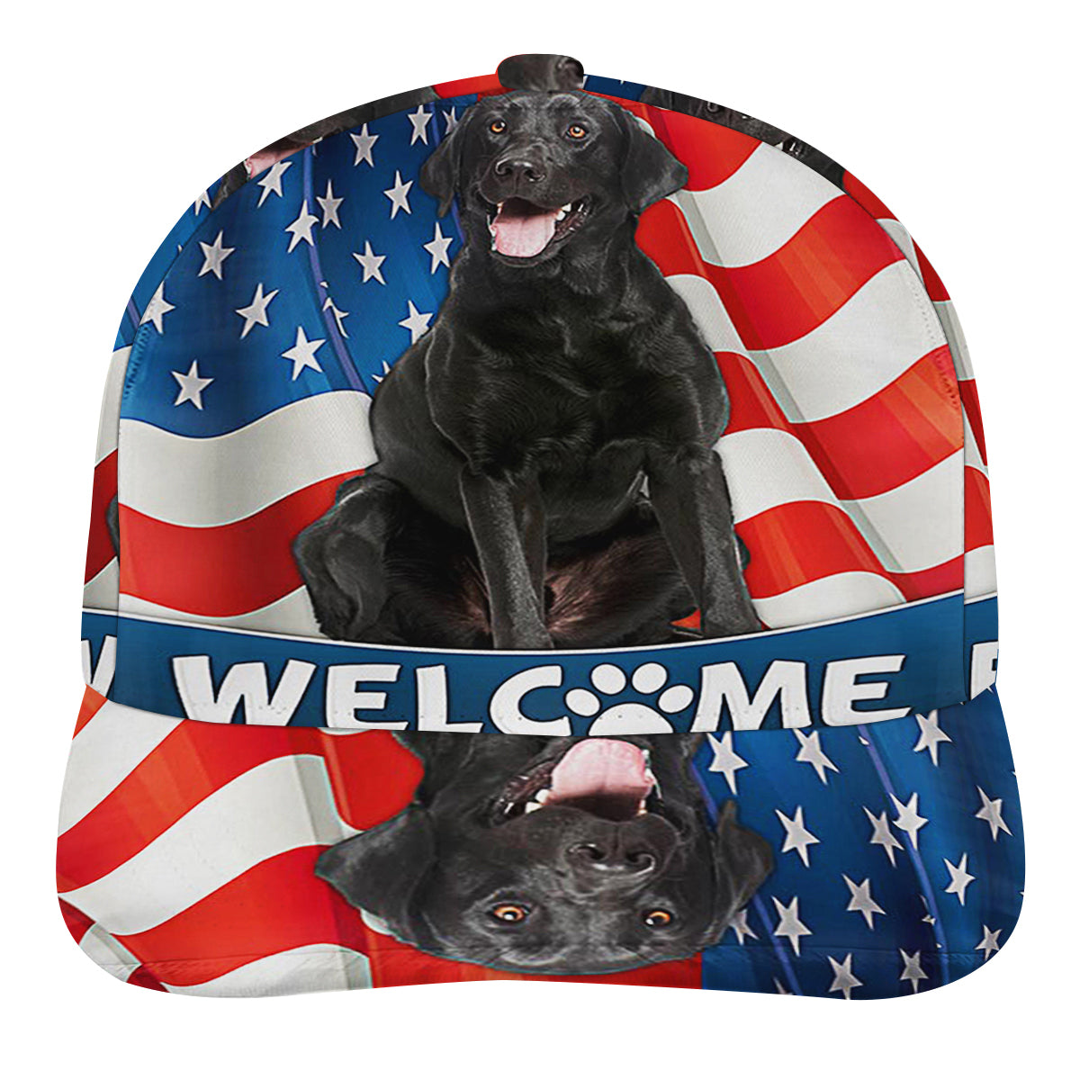Black Labrador Dog 4th Of July American flag Baseball Cap Hat