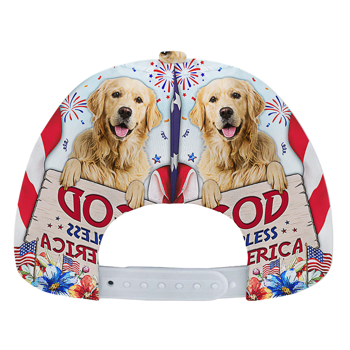 Golden Retriever Dog Patriot God Bless America Baseball Cap Hat