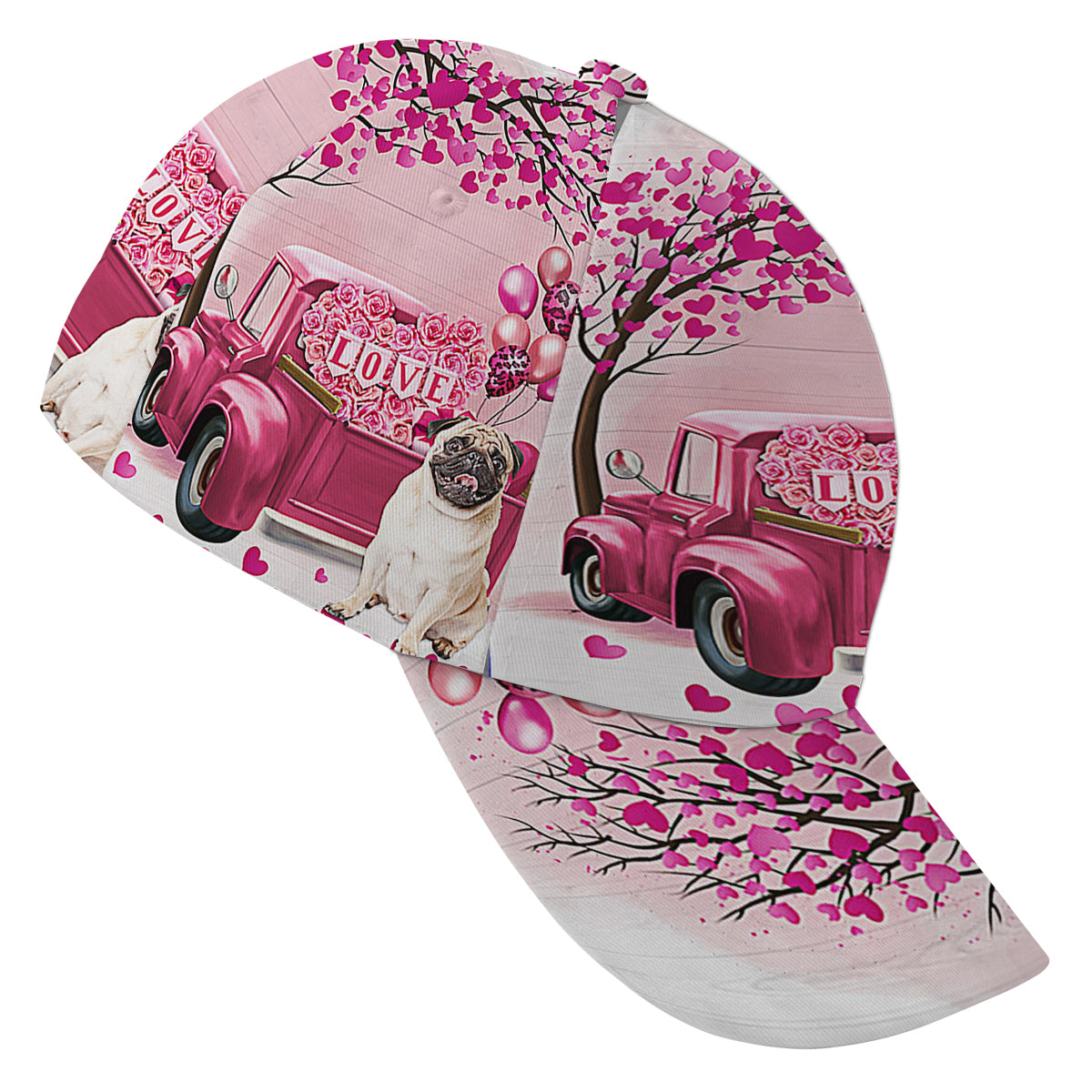 Dog Valentine Pug Baseball Cap Hat
