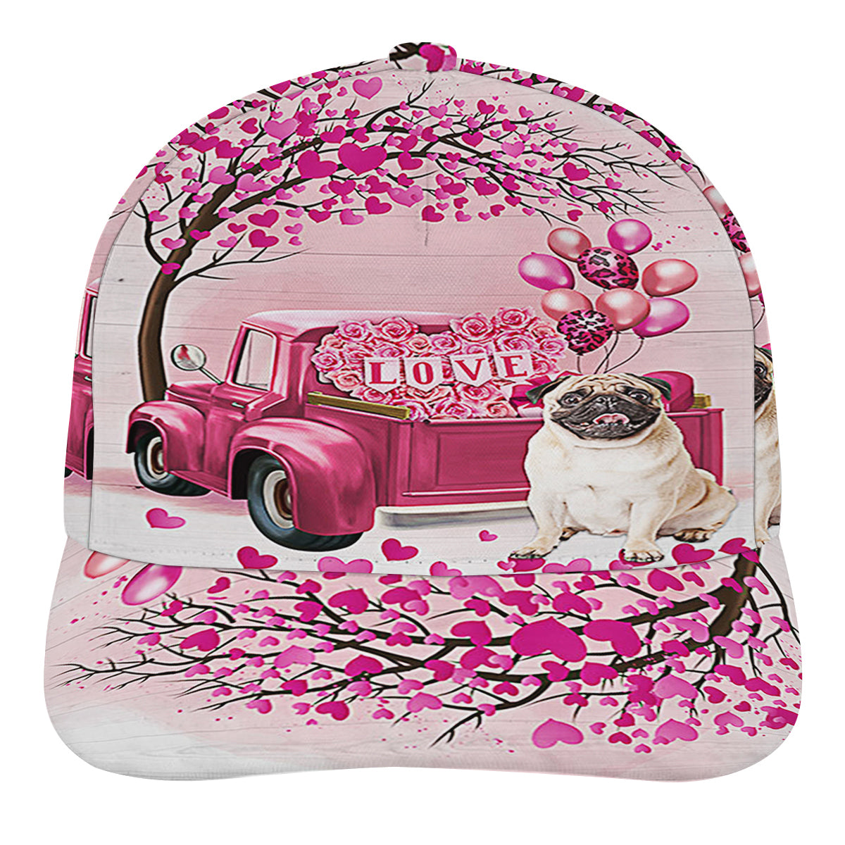 Dog Valentine Pug Baseball Cap Hat