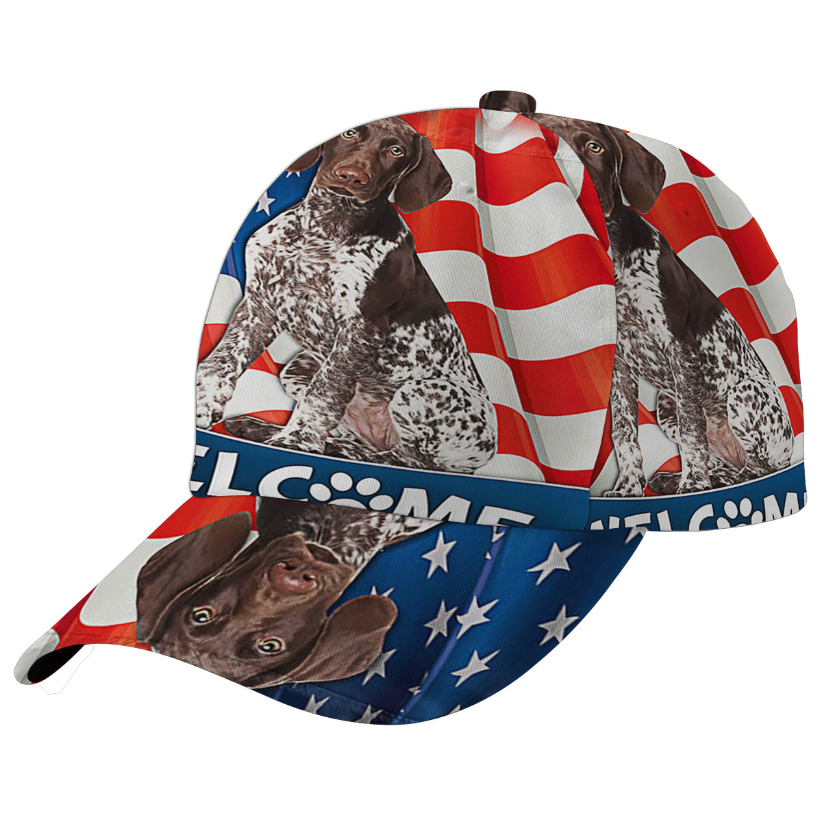 German Shorthaired Pointer Dog American flag Baseball Cap Hat