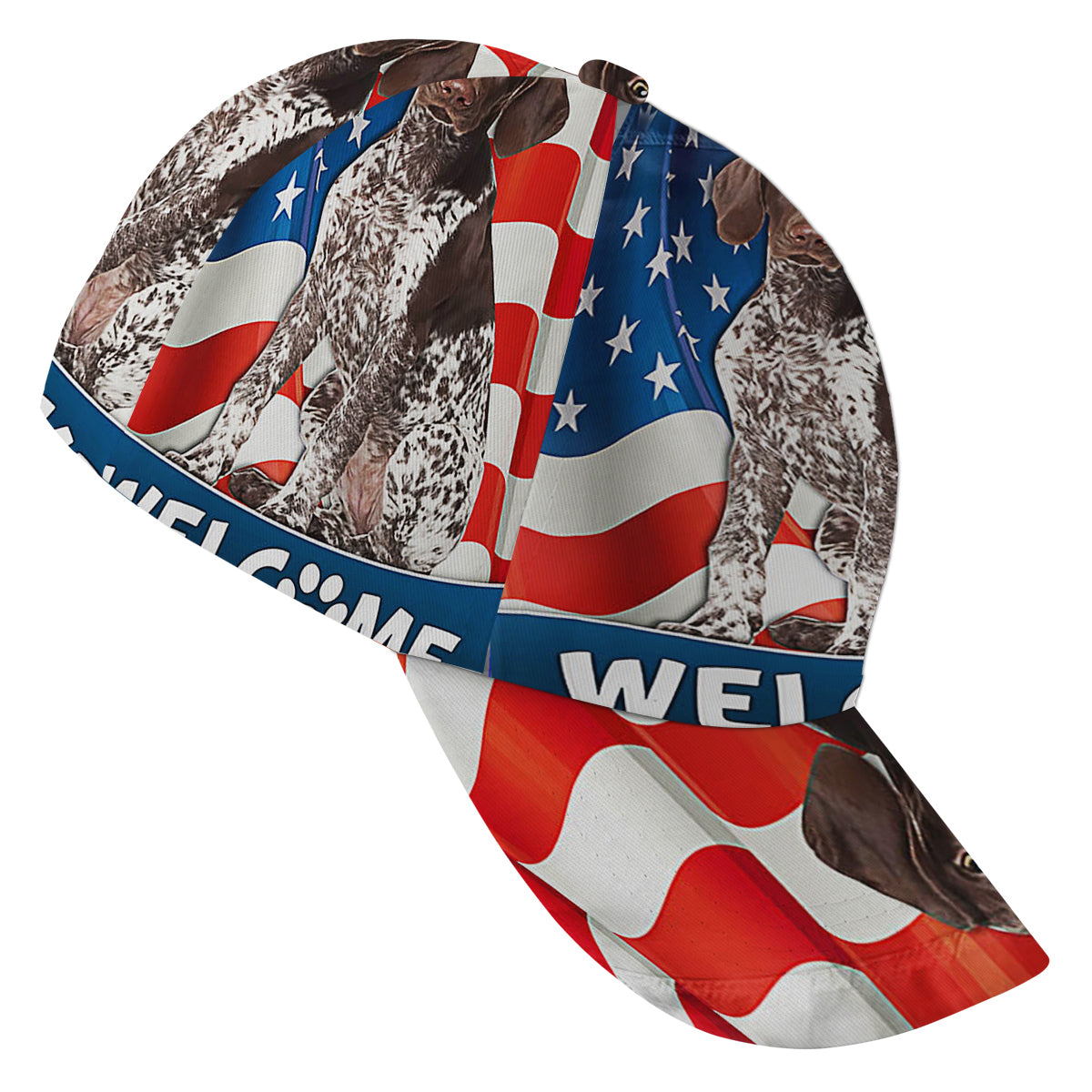 German Shorthaired Pointer Dog American flag Baseball Cap Hat