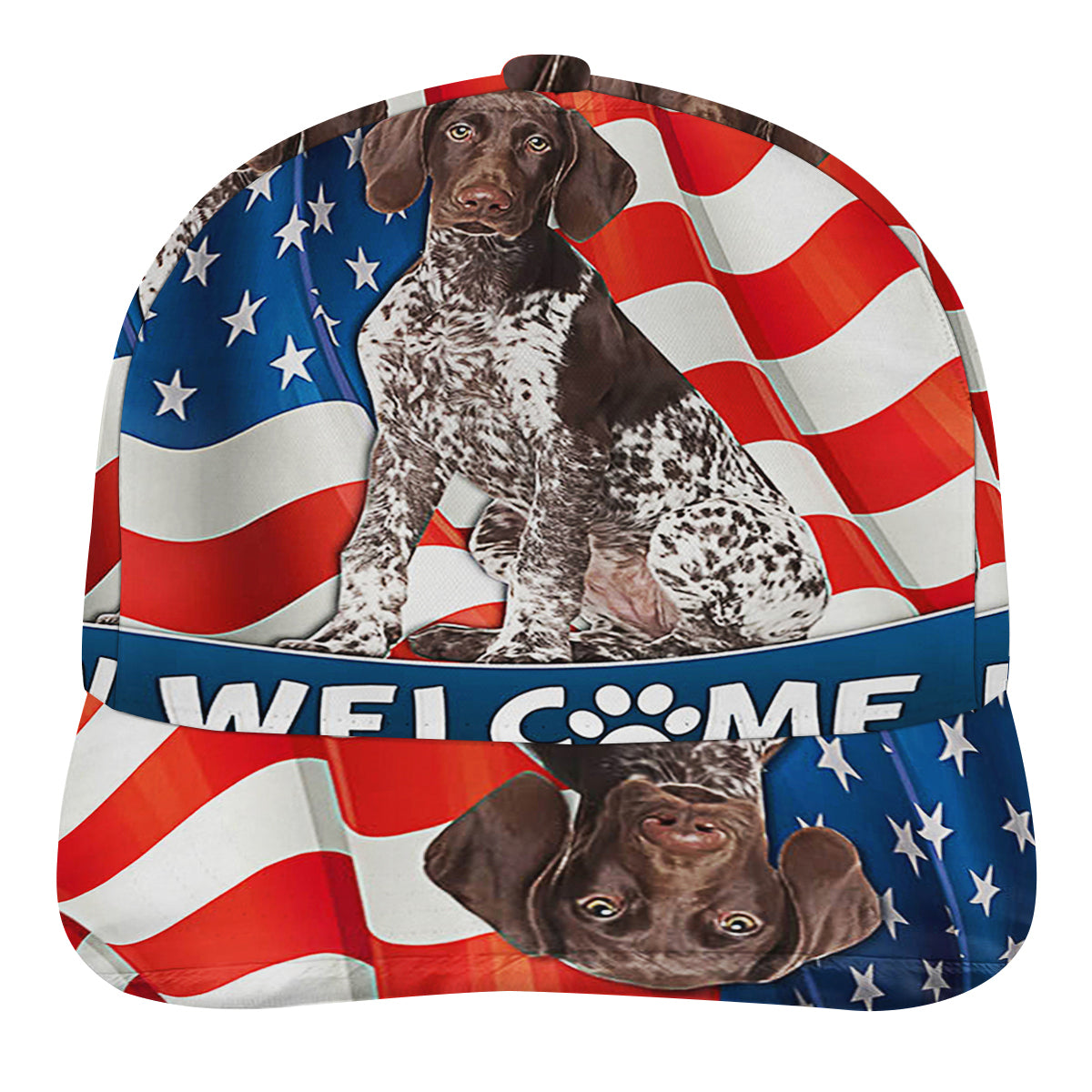 German Shorthaired Pointer Dog American flag Baseball Cap Hat