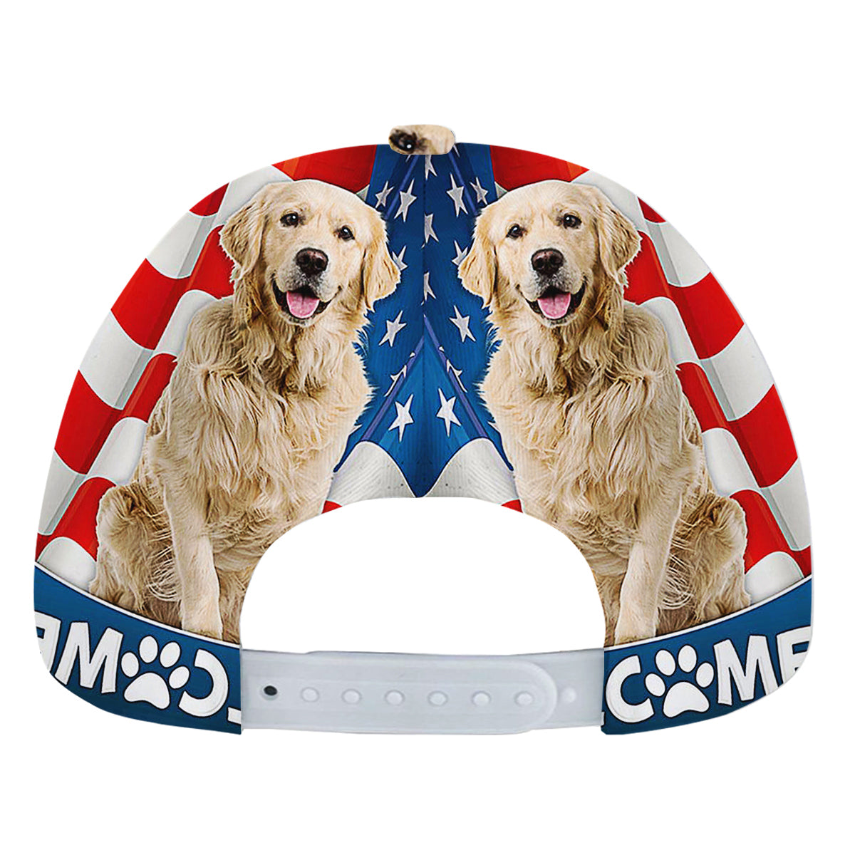 Golden Retriever Dog 4th Of July American flag Baseball Cap Hat