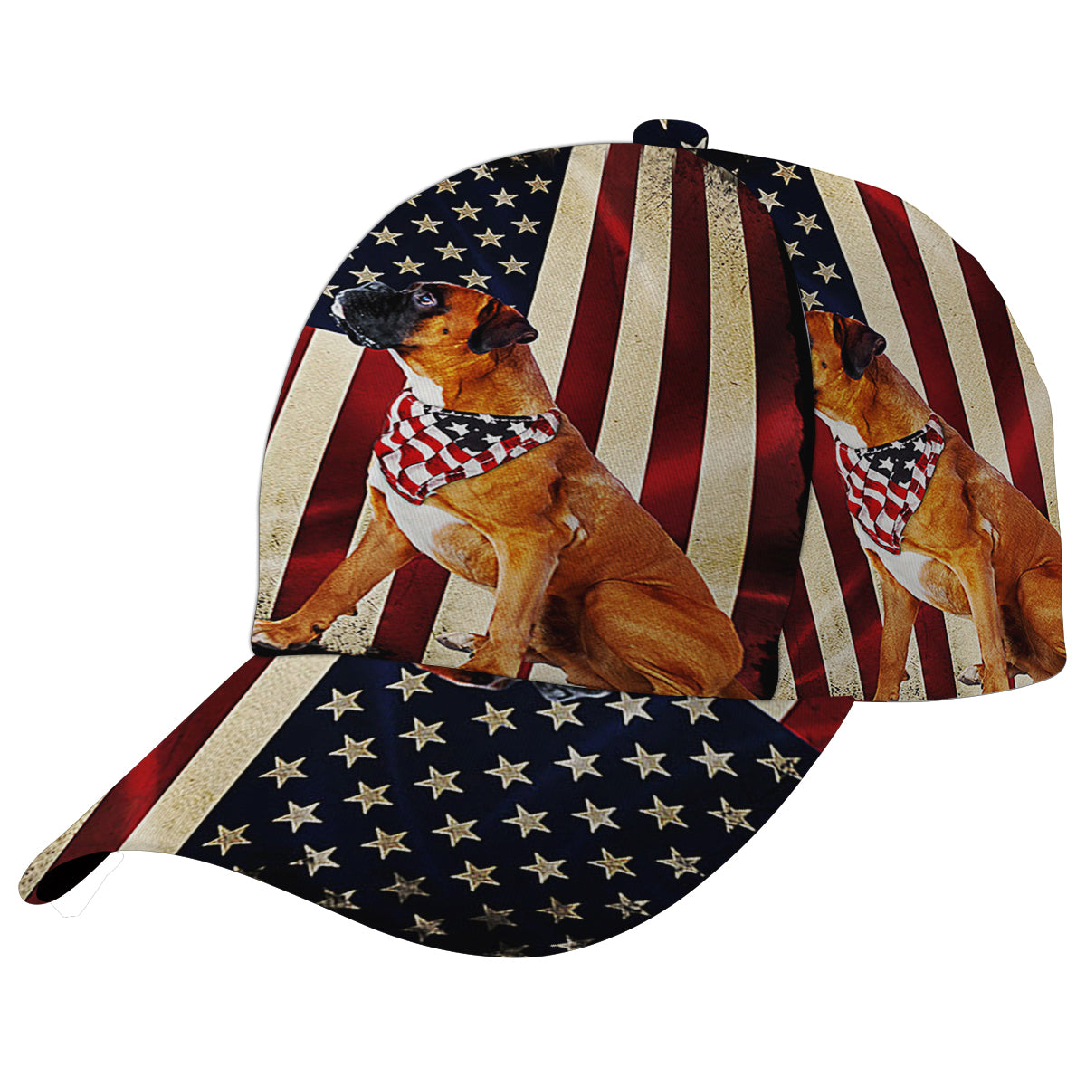 Boxer Dog American flag Patriot Baseball Cap Hat