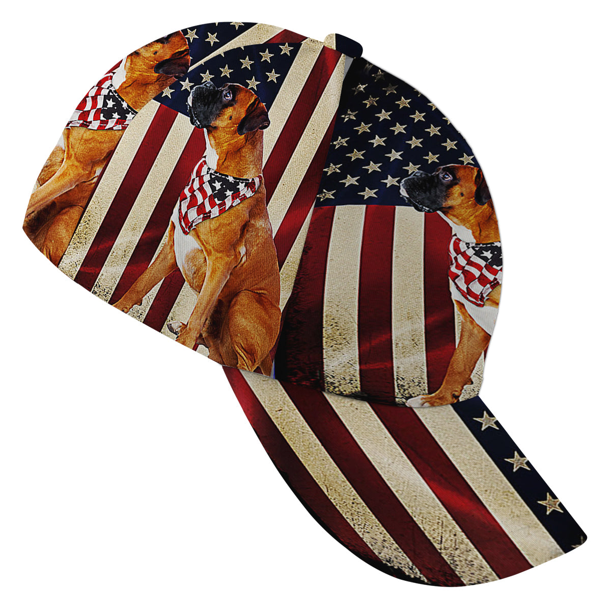 Boxer Dog American flag Patriot Baseball Cap Hat