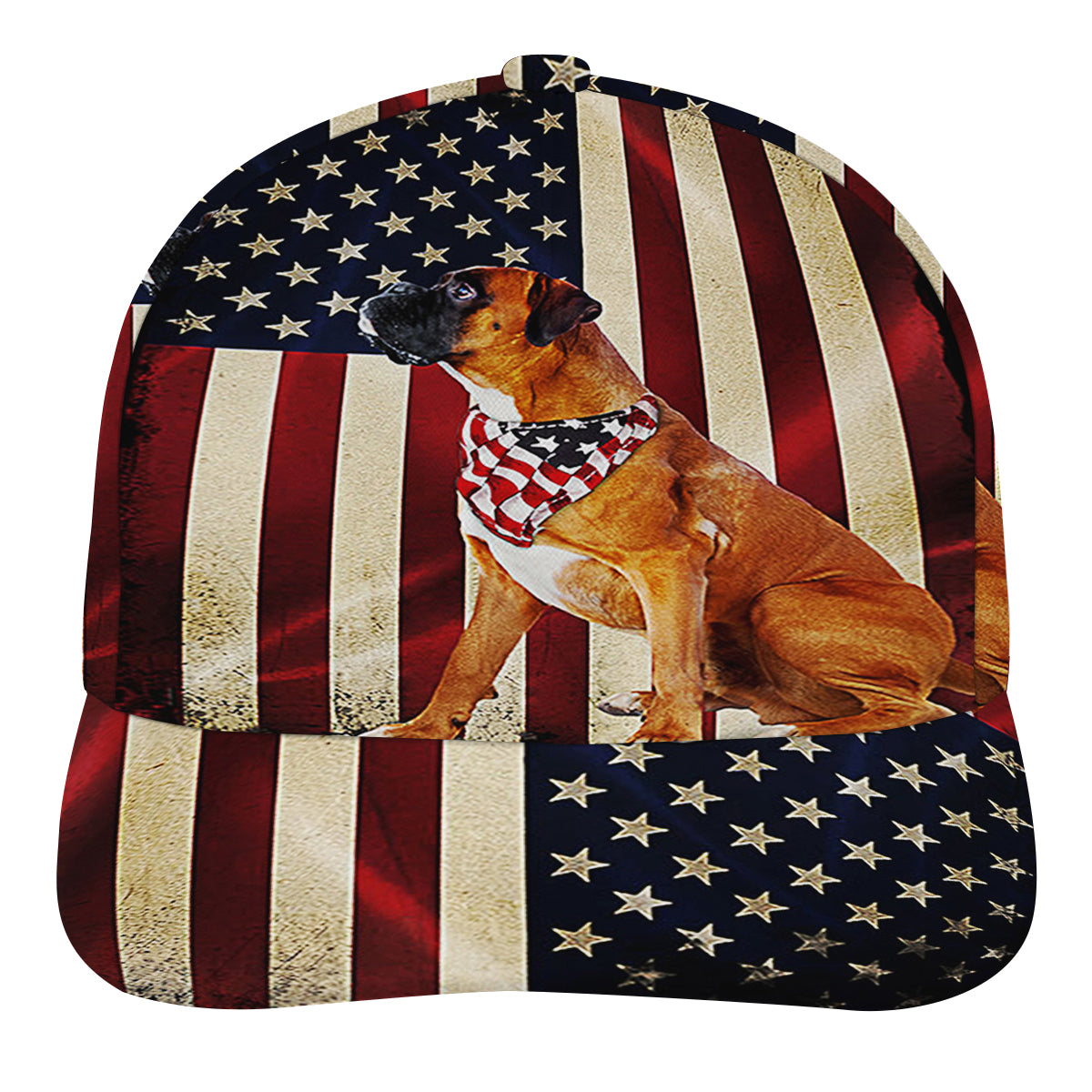 Boxer Dog American flag Patriot Baseball Cap Hat
