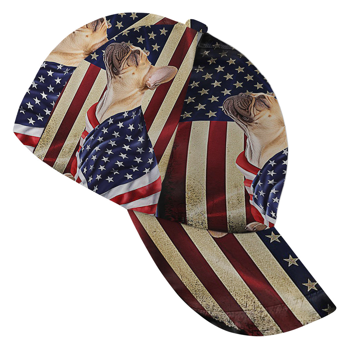 French Bulldog American flag Patriot Baseball Cap Hat