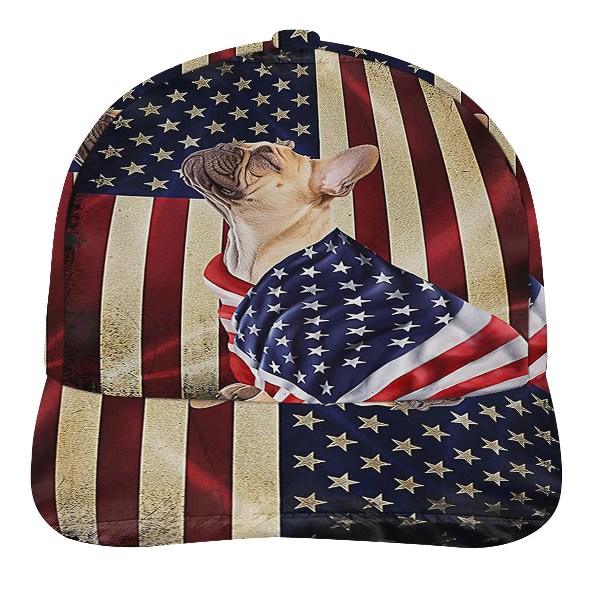 French Bulldog American flag Patriot Baseball Cap Hat