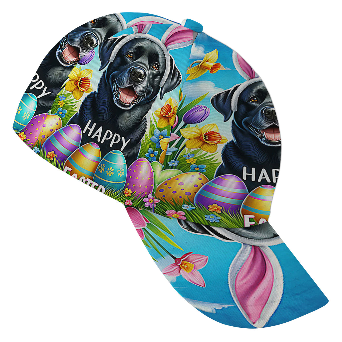 Black Labrador Dog Happy EaStr Baseball Cap Hat