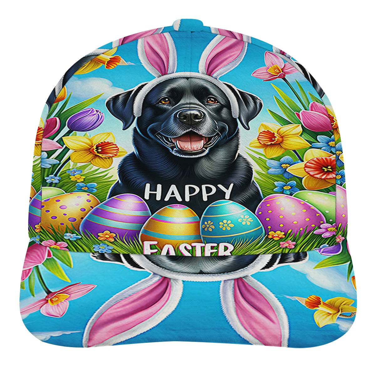 Black Labrador Dog Happy EaStr Baseball Cap Hat