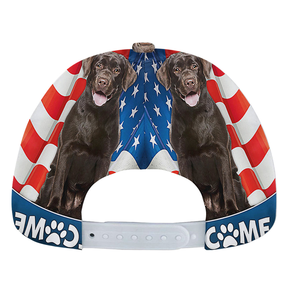 Chocolate Labrador Dog 4th Of July American flag Baseball Cap Hat