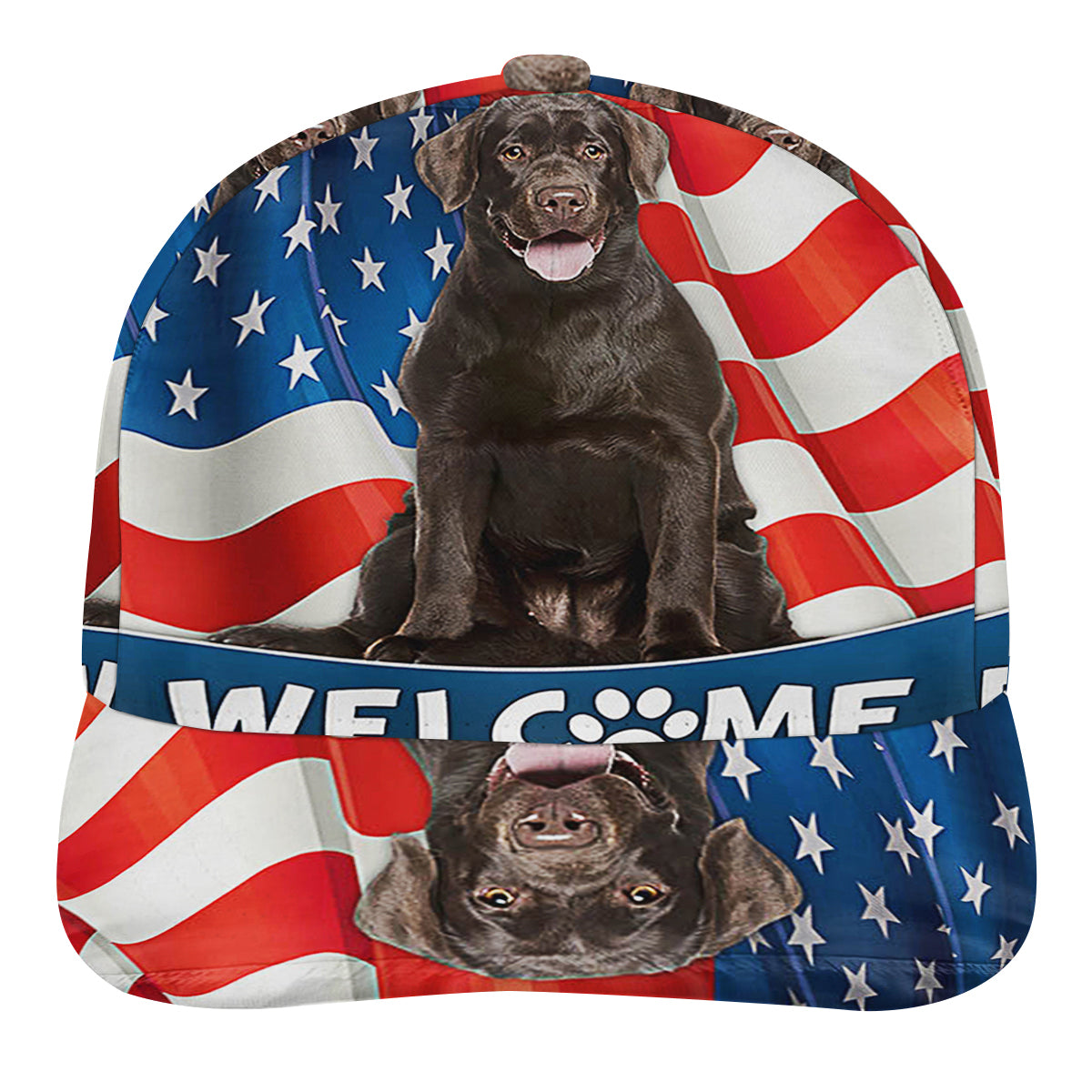 Chocolate Labrador Dog 4th Of July American flag Baseball Cap Hat