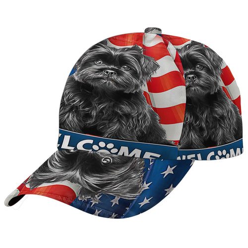 Affenpinscher Dog 4th Of July American flag Baseball Cap Hat
